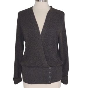 LAUREN RALPH LAUREN Cardigan Large Cotton Gray 100% Cotton Natural Fabric